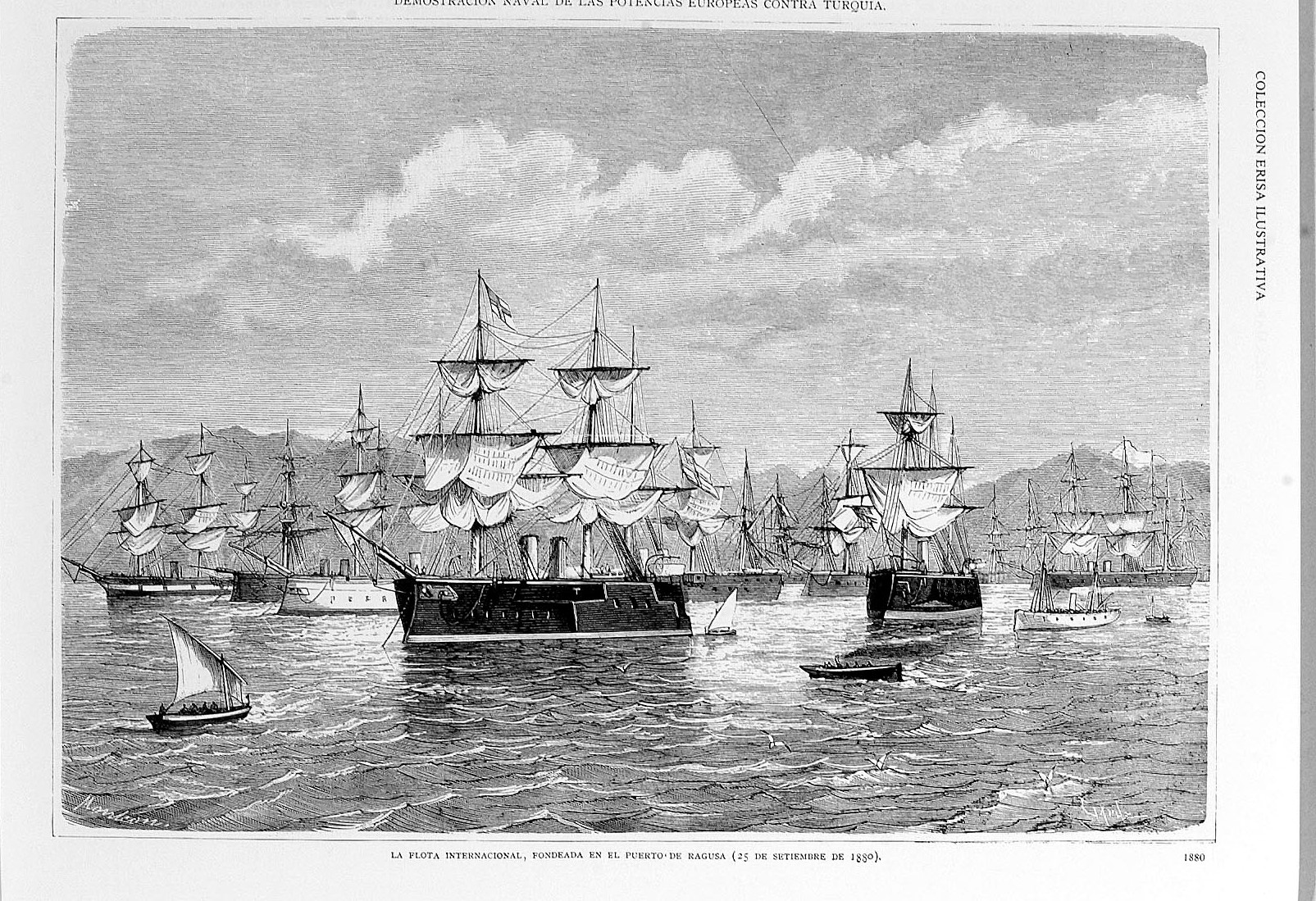 la flota internacional fondeada en el puerto de ragusa en 25 septiembre de 1880