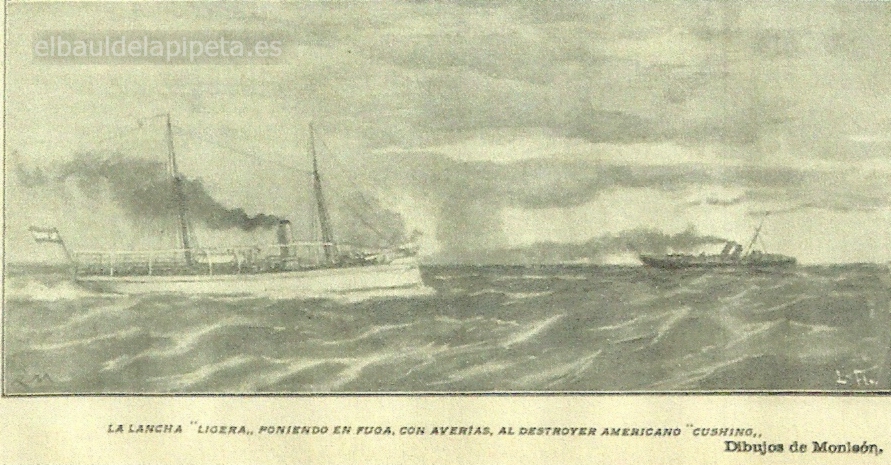 la lancha ligera poniendo en fuga con averÍas al destroyer americano cushing