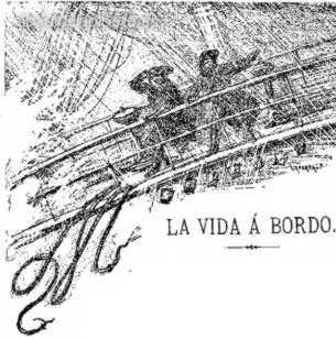 letra capital «m» la vida a bordo