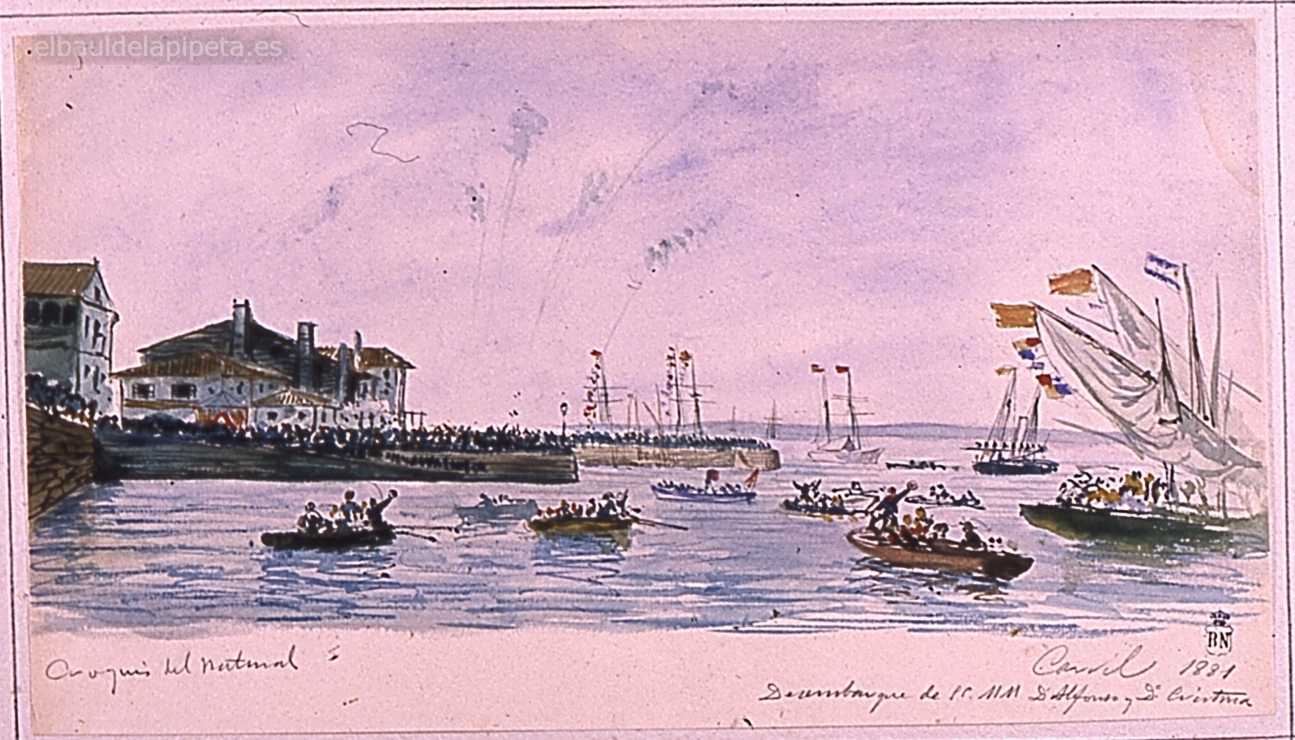 desembarco de ss. mm. d. alfonso y dª cristina. carril 1881