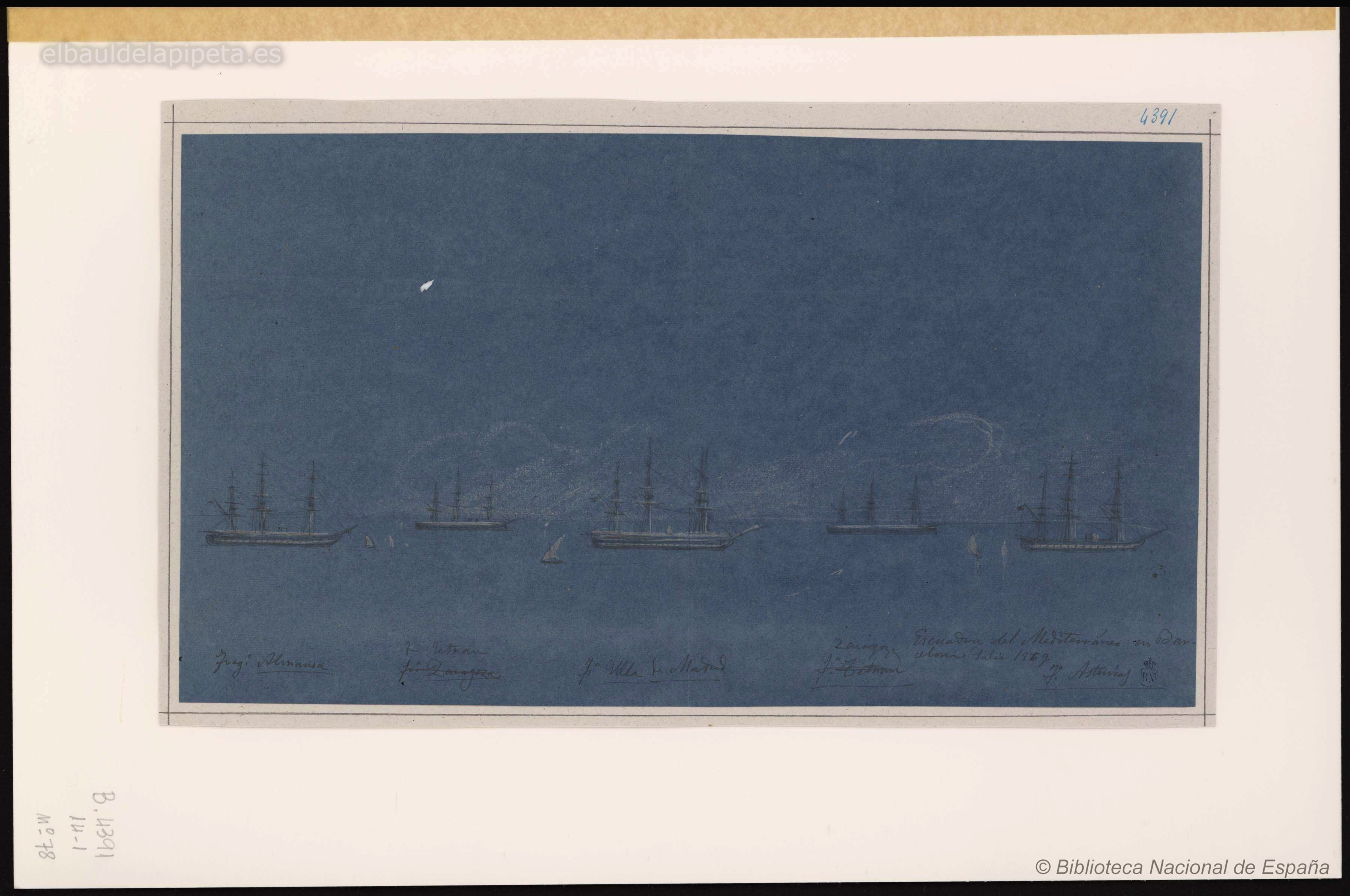 escuadra del mediteraneo en barcelona . julio 1869