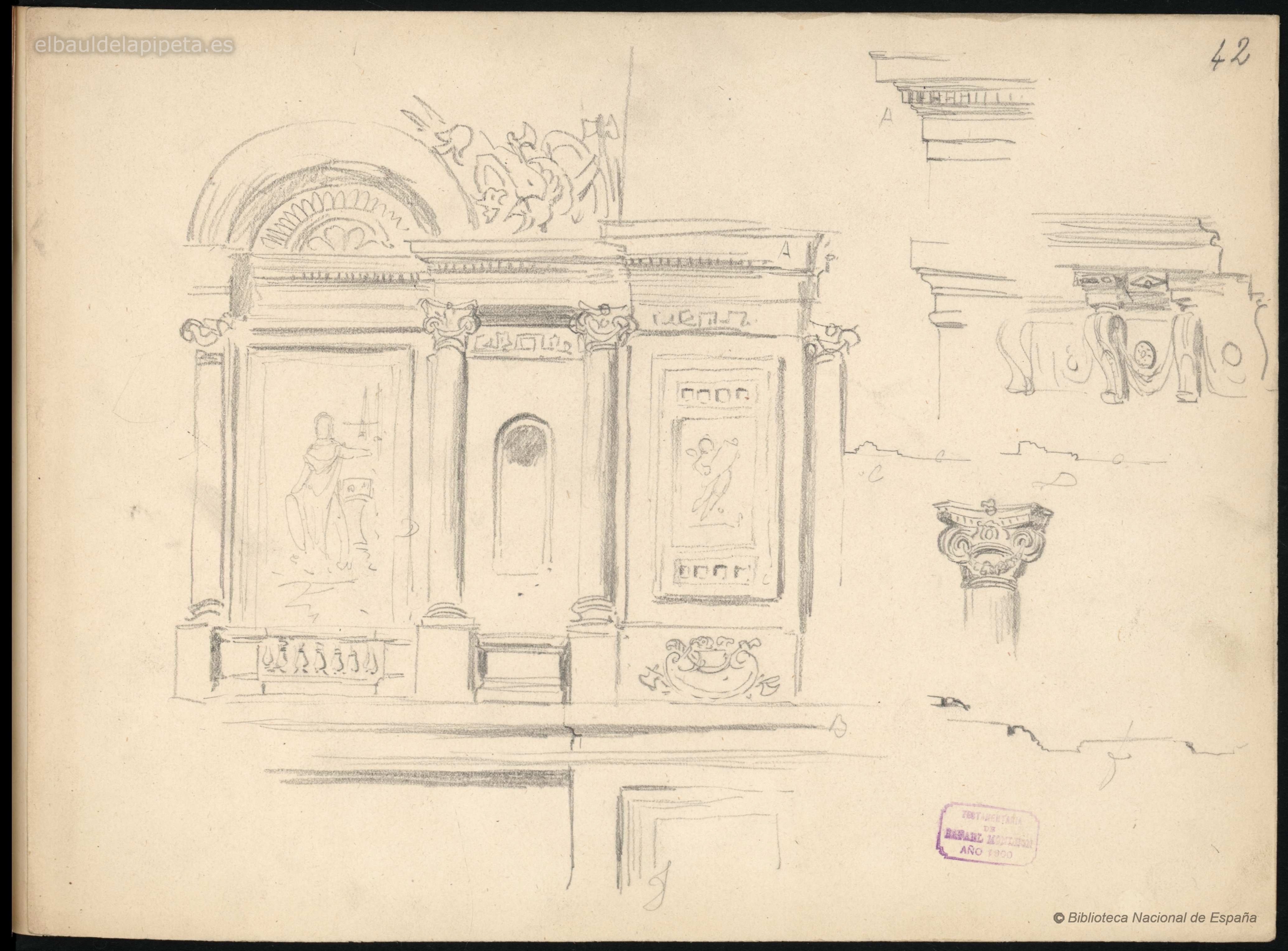 detalle de la escalera del antiguo palacio de godoy (ministerio e marina)