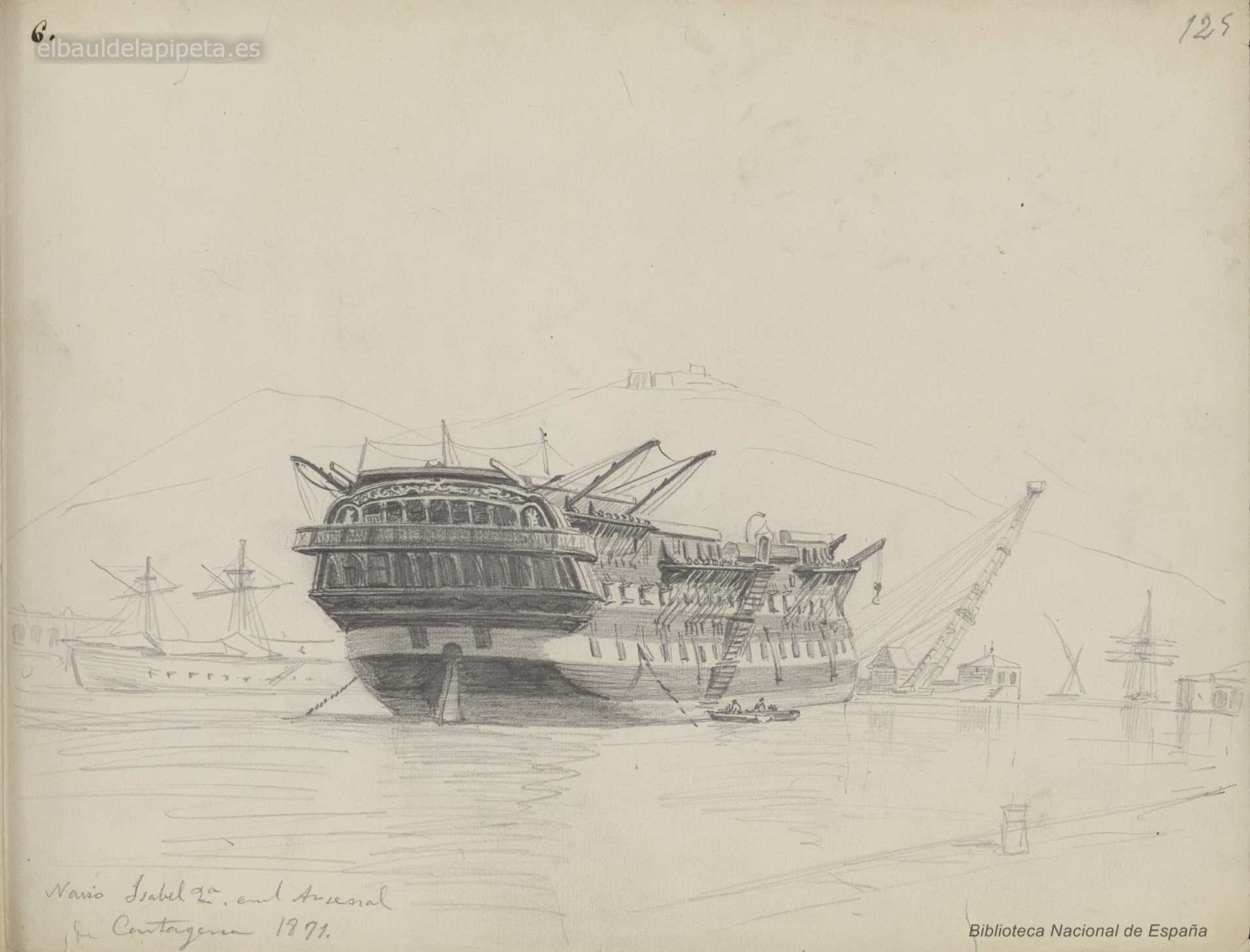 navio isabel 2ª en el arsenal de cartagena 1871