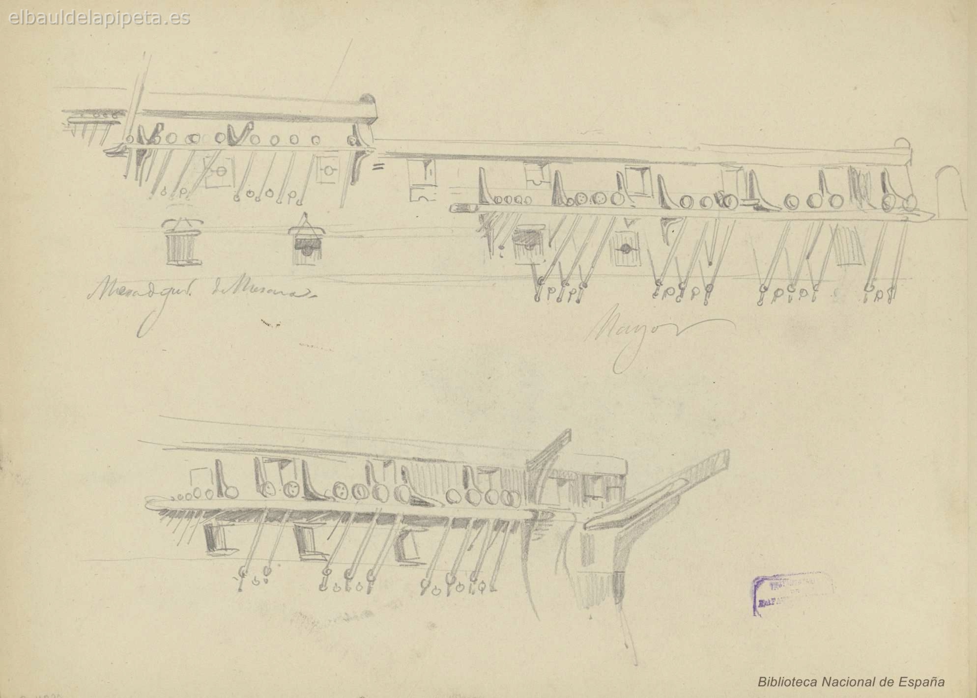 mesa de jarcia de los palos del navio isabel ii (e)