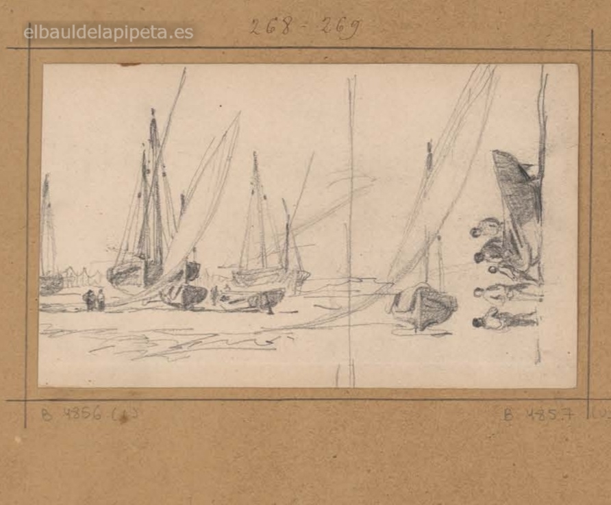 barcas y botes varado y marineros