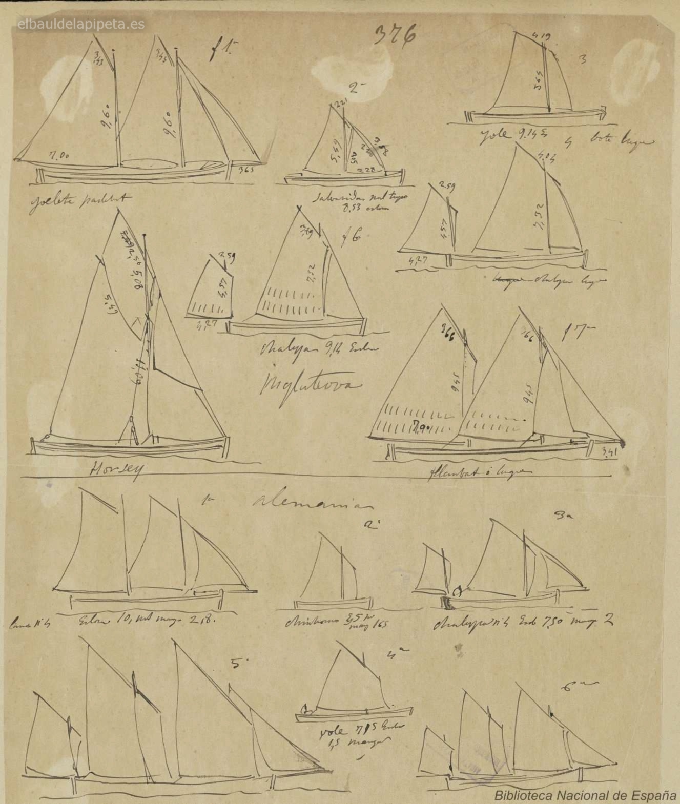 barcos ingleses: goleta pailebot.- salvador mal tiempo.- yole.- horsey.- chalupa.- flanboat.- alemanes chinchorro.- chalupa.- yole