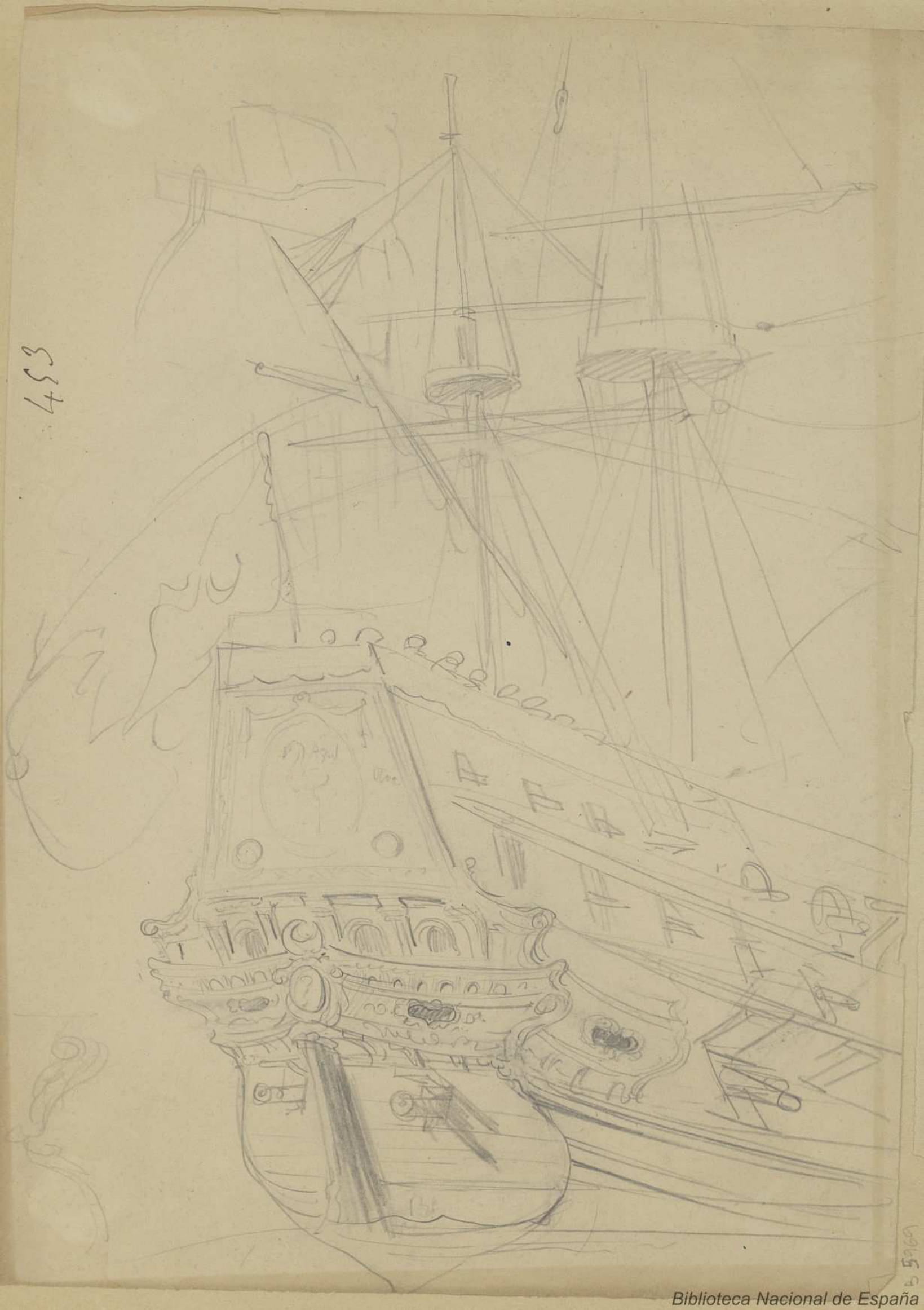 espejo y popa de un galeon