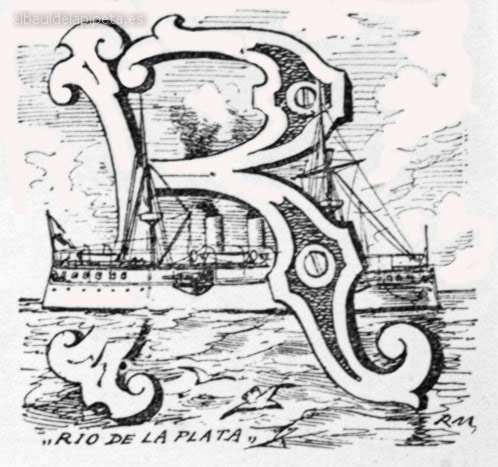 letra capital «r»crucero rio de la plata