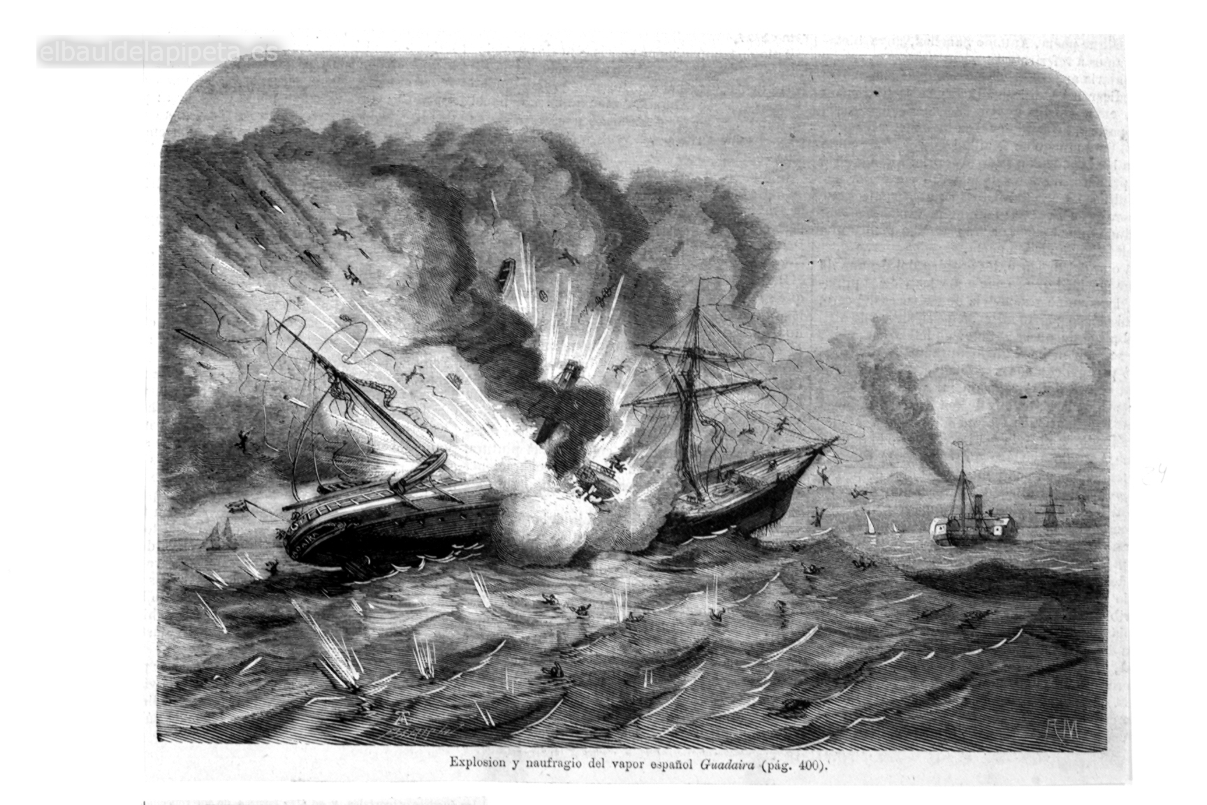explosion y naufragio del vapor espaÑol guadaira el 17 de junio de 1871 en su viaje a marsella a la vista del puerto