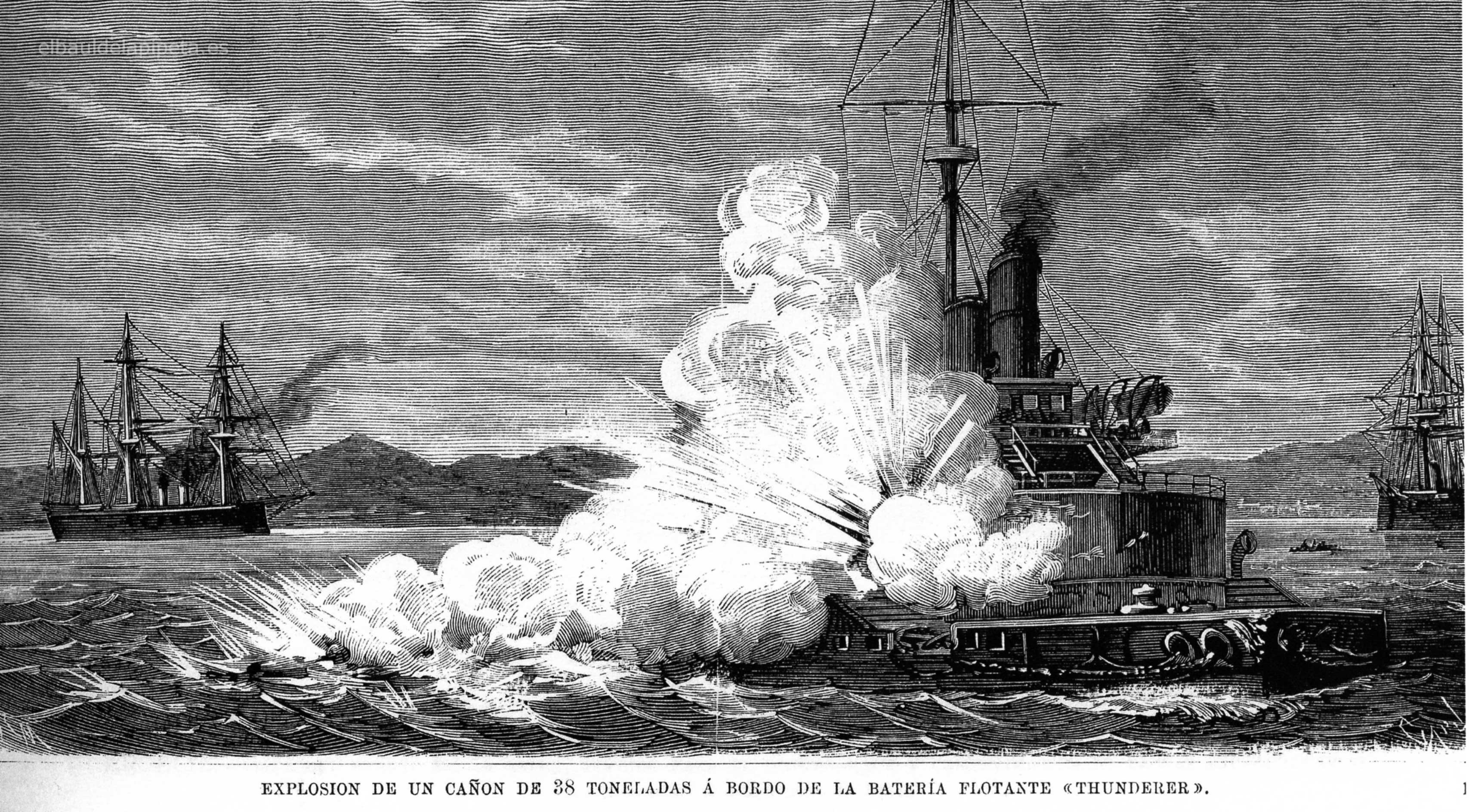 explosiÓn de un caÑÓn de 38 toneladas a bordo de la baterÍa flotante thunderer