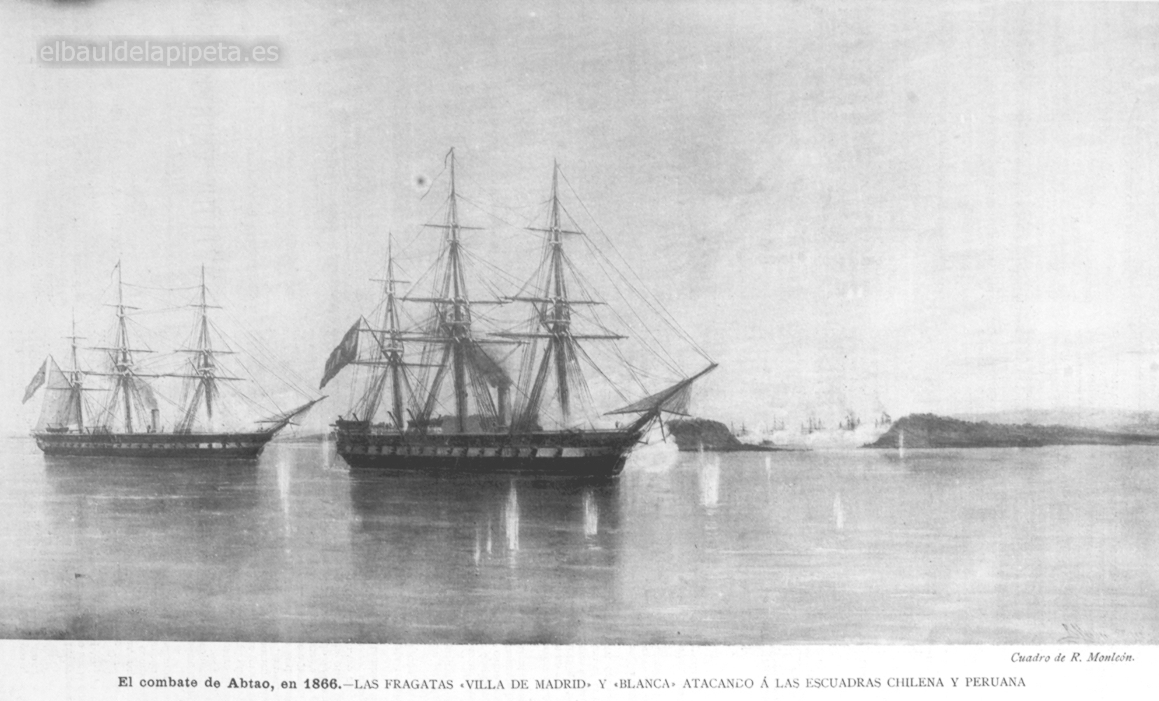 combate de abtao 1866 las fragatas vil.a de madrid y blanca y las escuadras chilenas y peruanas