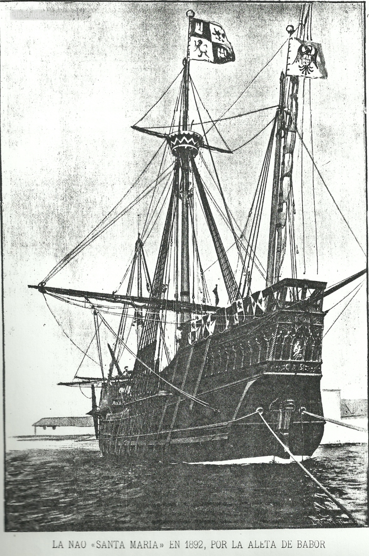 la nao santa maria en 1892 vista por la aleta de babor