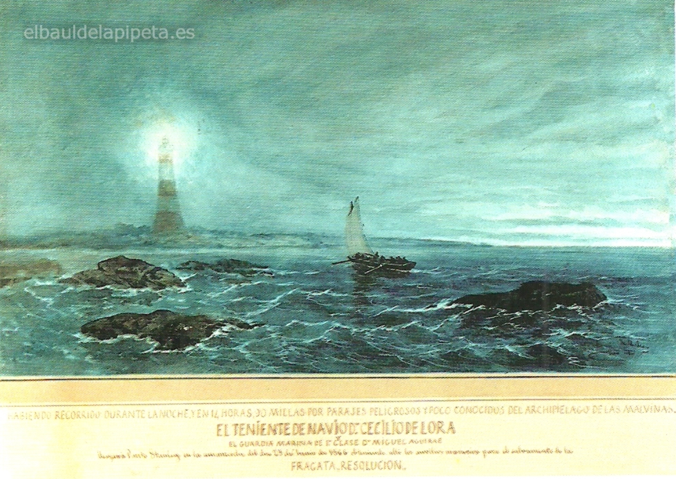 el teniente de navÍo de la fragata resoluciÓn d. cecilio de lora llega a puerto stanley