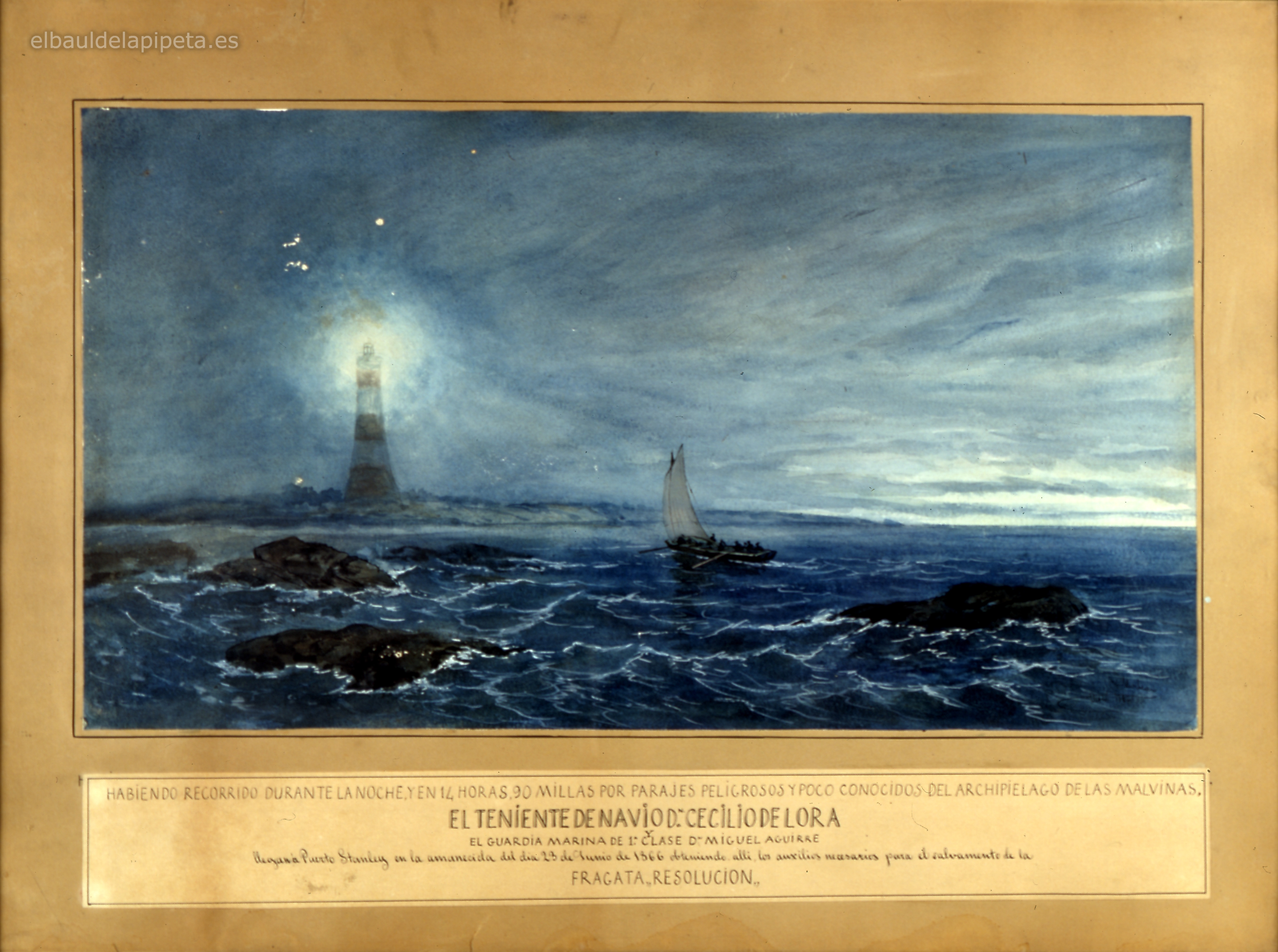 el teniente de navÍo de la fragata resoluciÓn d. cecilio de lora llega a puerto stanley