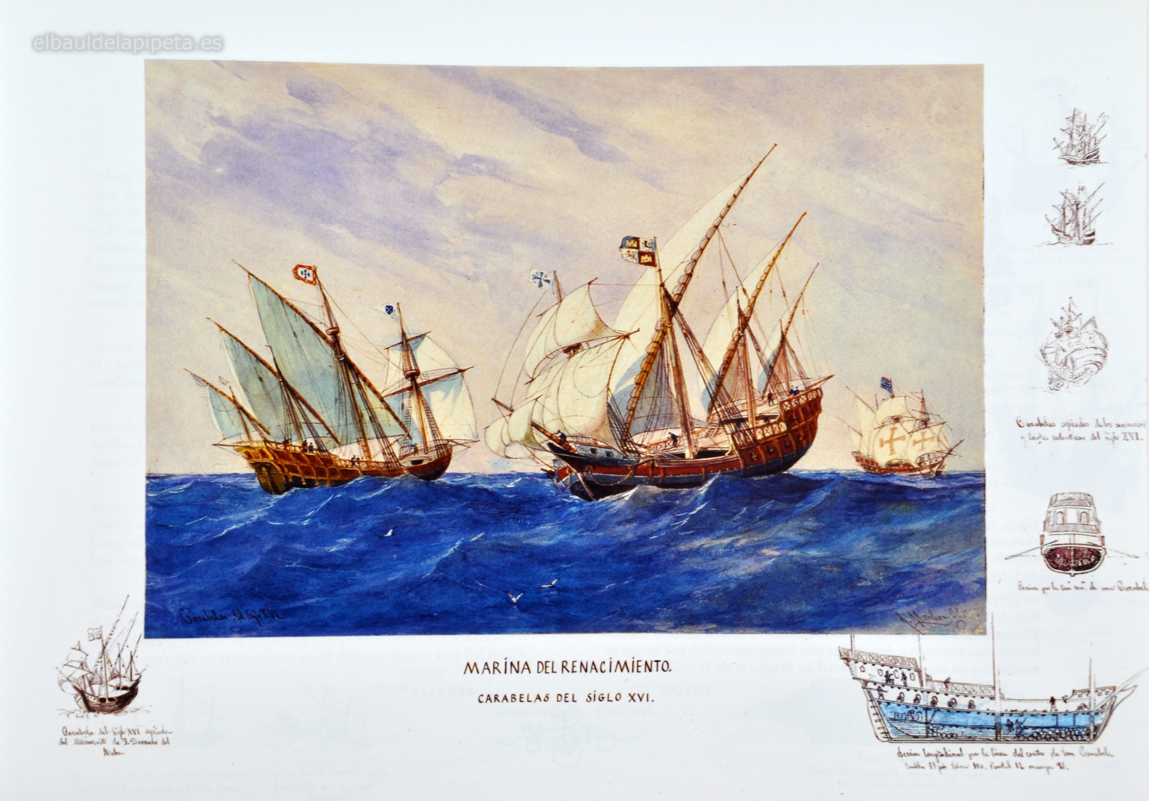 marina del renacimiento. carabelas del siglo xvi