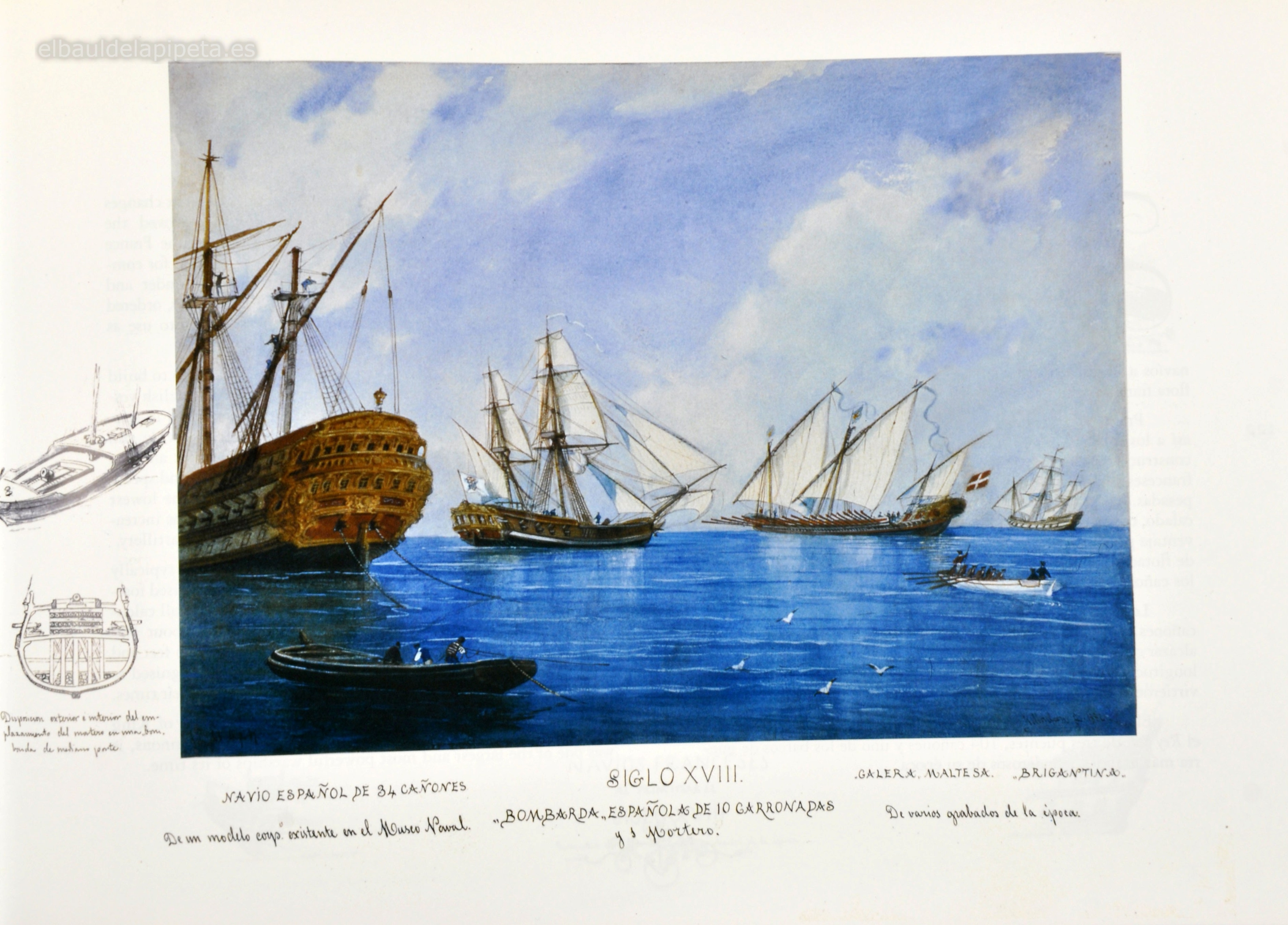 siglo xviii. bombarda espaÑola de 10 carronadas y 1 mortero