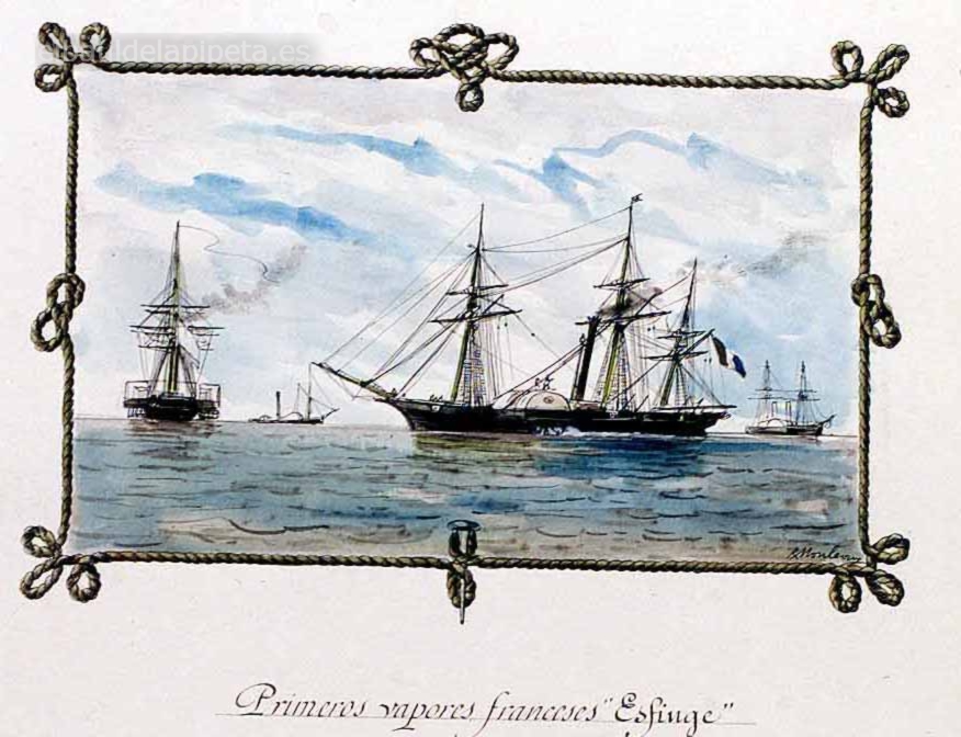 primeros vapores franceses (1830-1840) el esfinge primer vapor de la marina militar francesa.